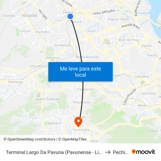 Terminal Largo Da Pavuna (Pavunense - Linhas Via Av. Brasil) to Pechincha map