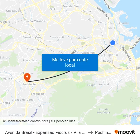 Avenida Brasil - Expansão Fiocruz / Vila Do João to Pechincha map