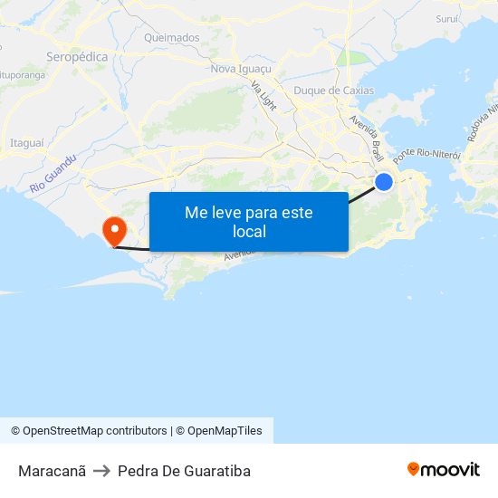 Maracanã to Pedra De Guaratiba map