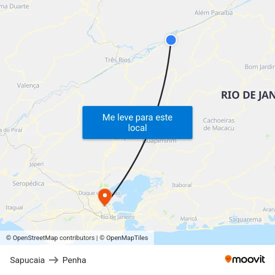 Sapucaia to Penha map