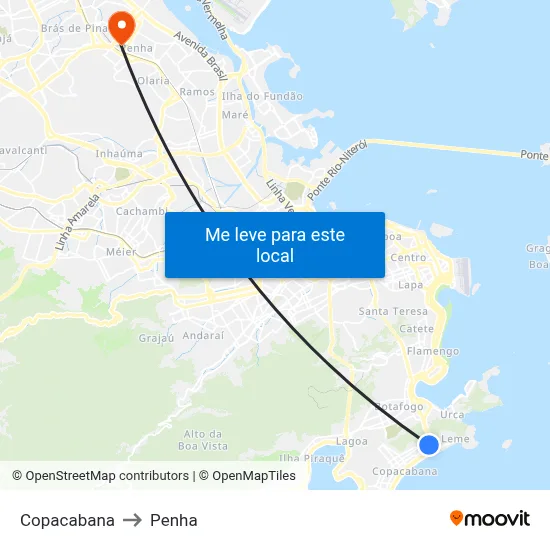 Copacabana to Penha map
