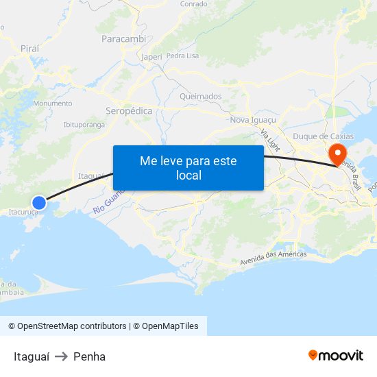 Itaguaí to Penha map