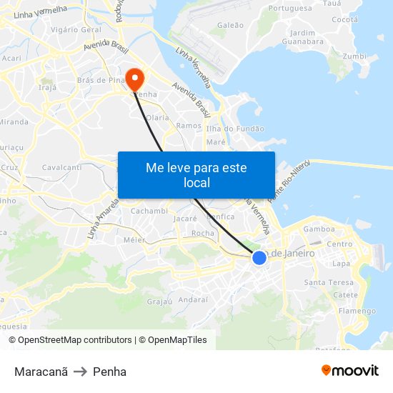 Maracanã to Penha map