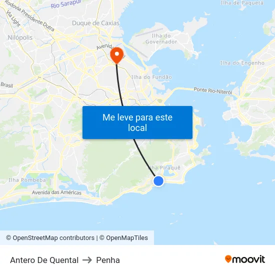Antero De Quental to Penha map