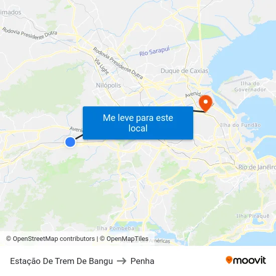 Estação De Trem De Bangu to Penha map