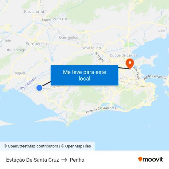 Estação De Santa Cruz to Penha map