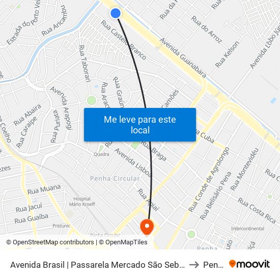 Avenida Brasil | Passarela Mercado São Sebastião to Penha map