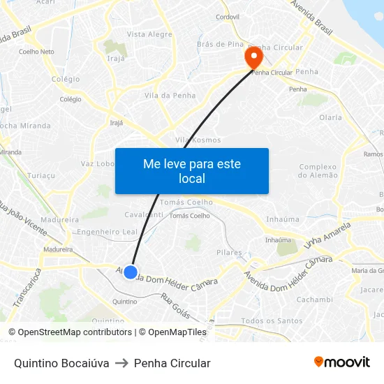 Quintino Bocaiúva to Penha Circular map