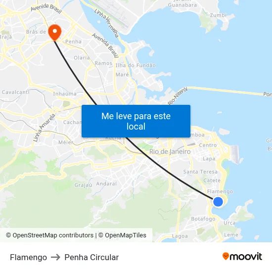 Flamengo to Penha Circular map