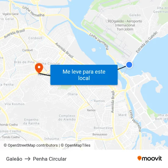 Galeão to Penha Circular map