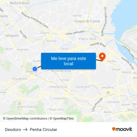 Deodoro to Penha Circular map