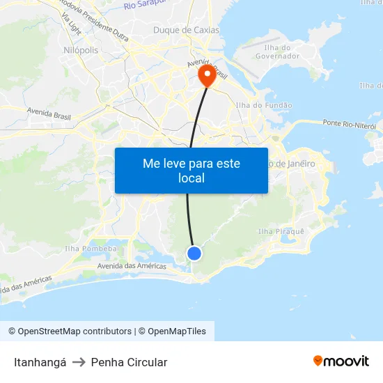 Itanhangá to Penha Circular map