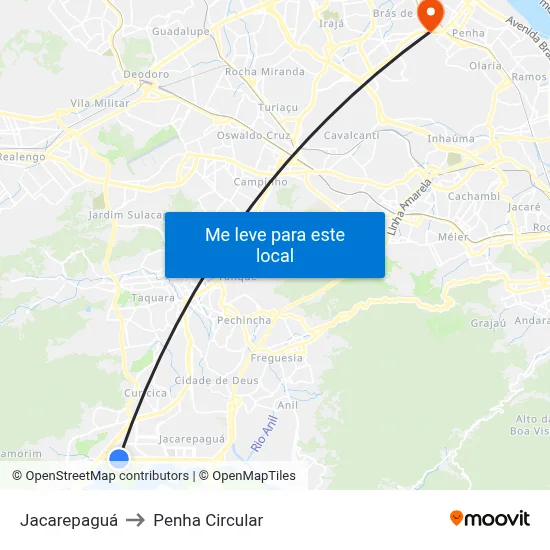 Jacarepaguá to Penha Circular map