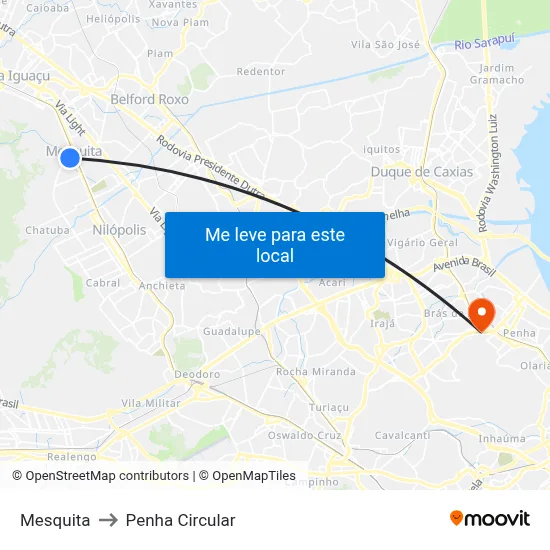 Mesquita to Penha Circular map