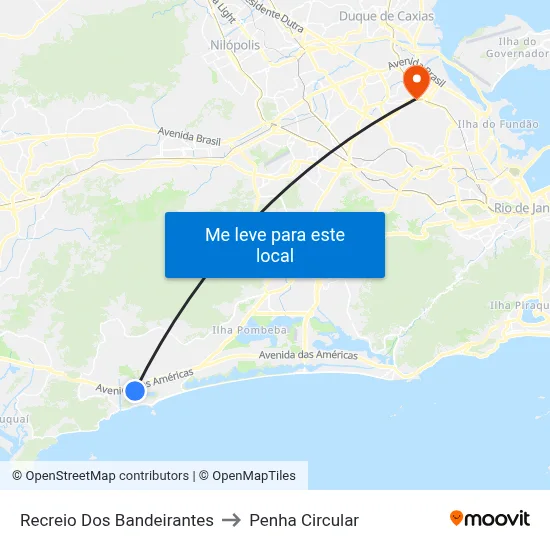 Recreio Dos Bandeirantes to Penha Circular map