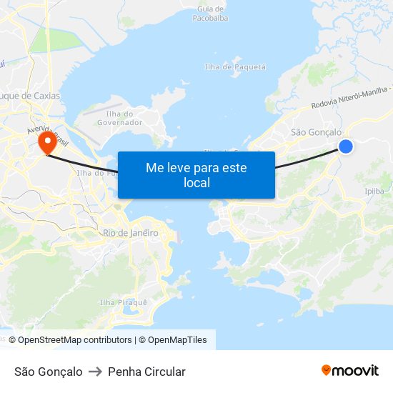 São Gonçalo to Penha Circular map