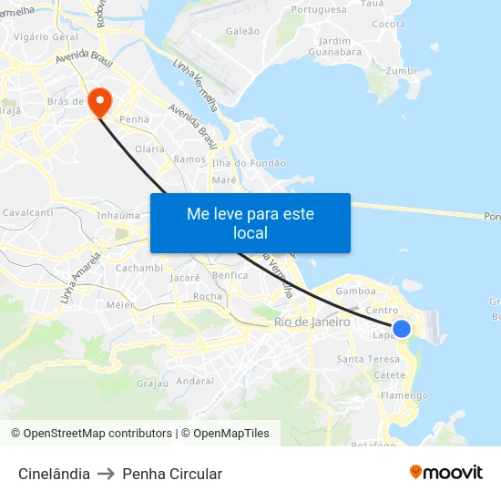 Cinelândia to Penha Circular map
