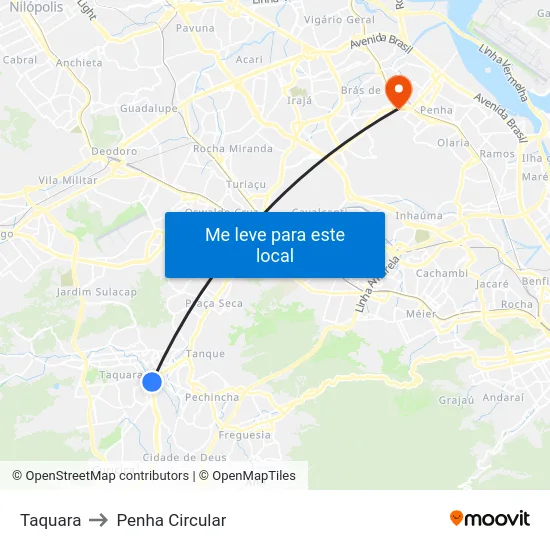 Taquara to Penha Circular map