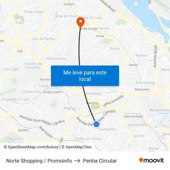 Norte Shopping / Promoinfo to Penha Circular map
