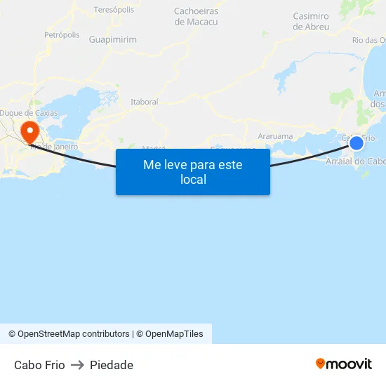Cabo Frio to Piedade map