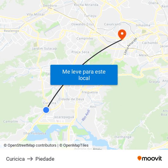 Curicica to Piedade map