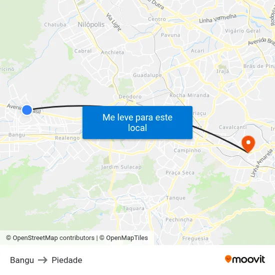 Bangu to Piedade map