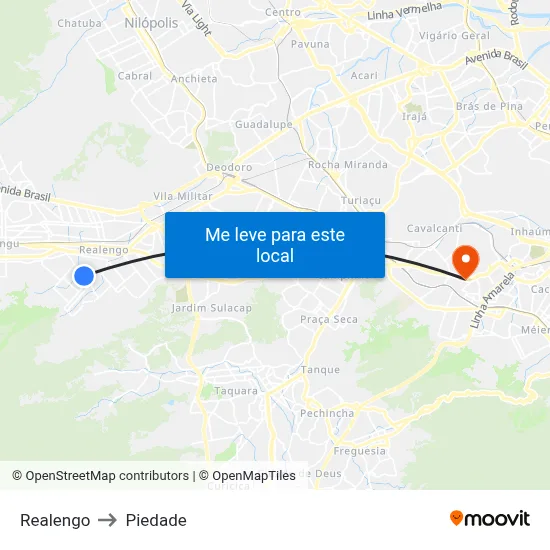 Realengo to Piedade map