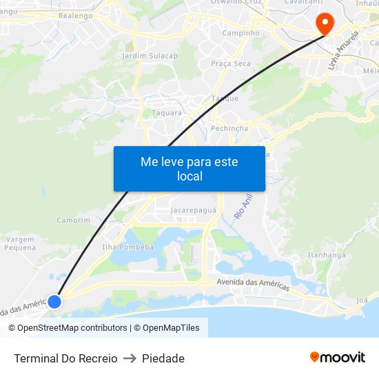 Terminal Do Recreio to Piedade map