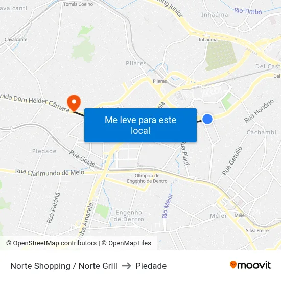 Norte Shopping / Norte Grill to Piedade map