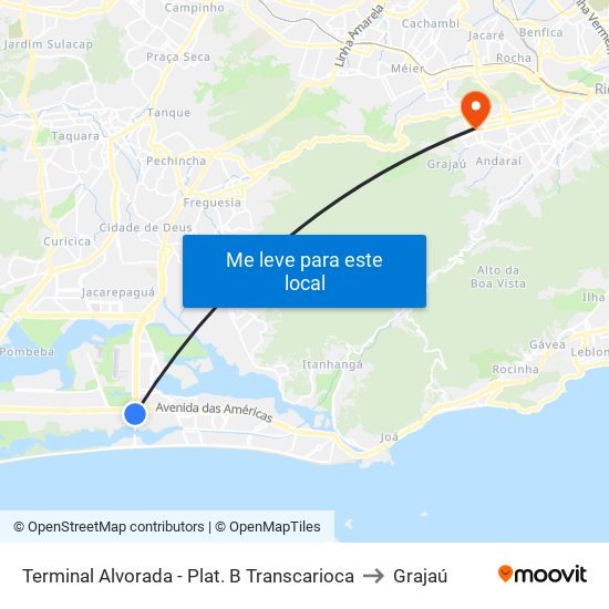 Terminal Alvorada - Plat. B Transcarioca to Grajaú map