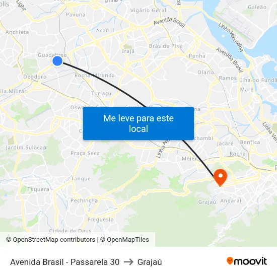 Avenida Brasil - Passarela 30 to Grajaú map