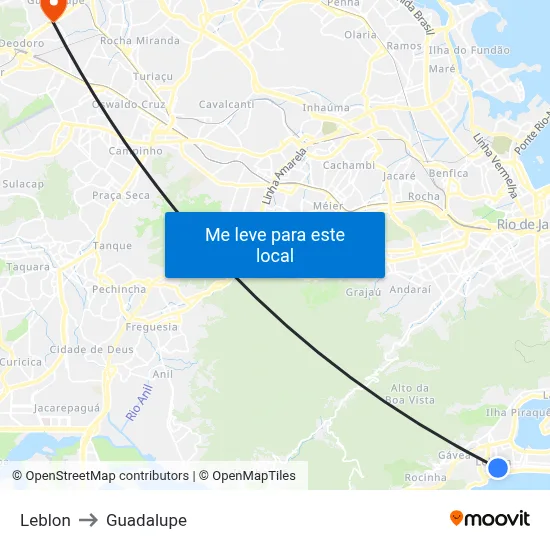 Leblon to Guadalupe map
