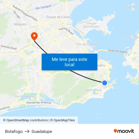 Botafogo to Guadalupe map