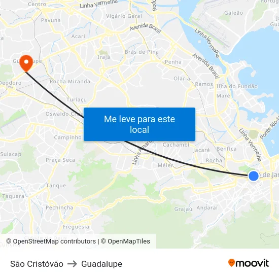 São Cristóvão to Guadalupe map