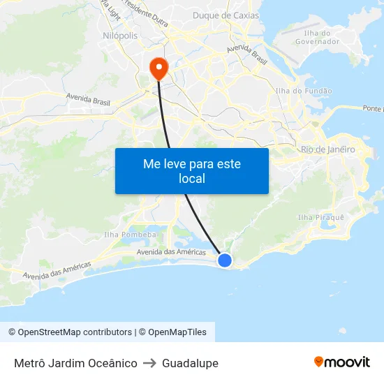 Metrô Jardim Oceânico to Guadalupe map