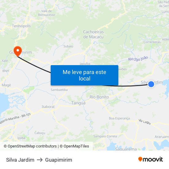 Silva Jardim to Guapimirim map