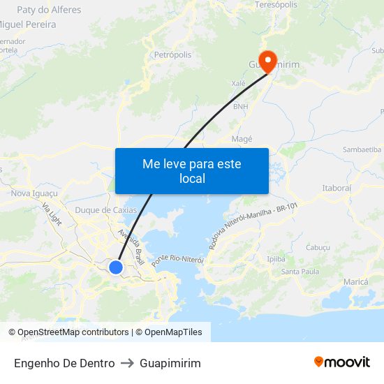 Engenho De Dentro to Guapimirim map