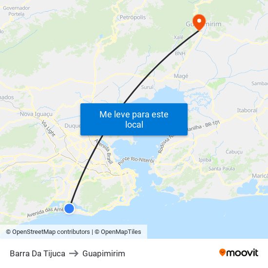 Barra Da Tijuca to Guapimirim map