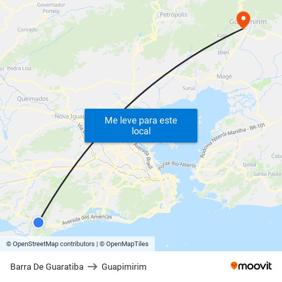 Barra De Guaratiba to Guapimirim map