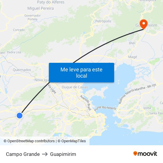 Campo Grande to Guapimirim map