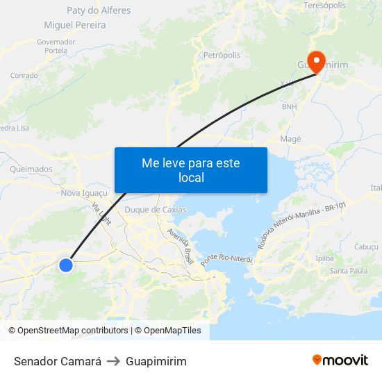 Senador Camará to Guapimirim map