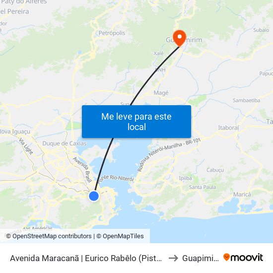 Avenida Maracanã | Eurico Rabêlo (Pista Central) to Guapimirim map