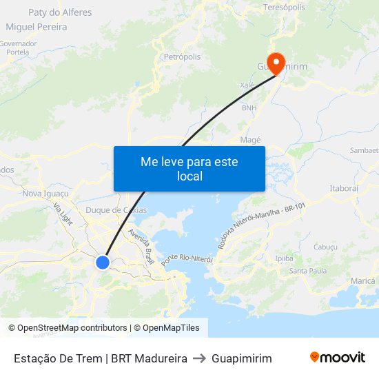 Estação De Trem | BRT Madureira to Guapimirim map