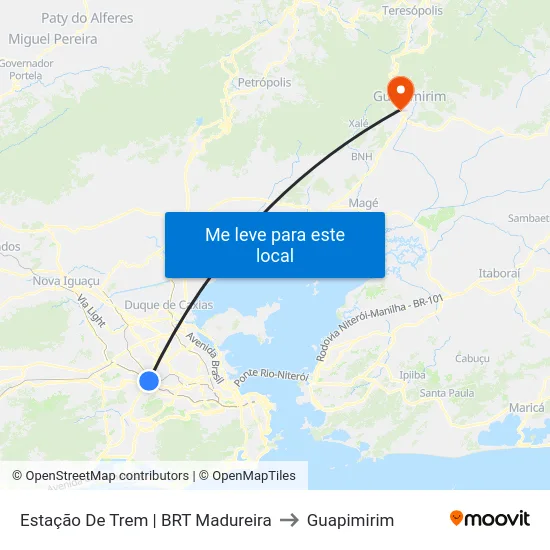 Estação De Trem | BRT Madureira to Guapimirim map