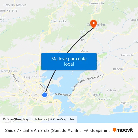 Saída 7 - Linha Amarela (Sentido Av. Brasil) to Guapimirim map