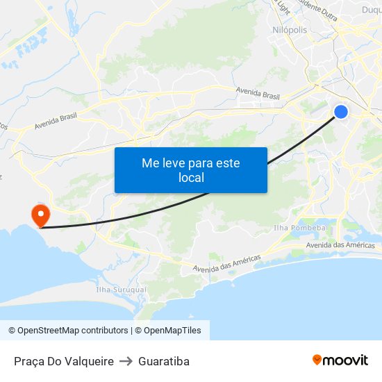 Praça Do Valqueire to Guaratiba map