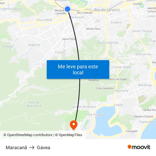 Maracanã to Gávea map