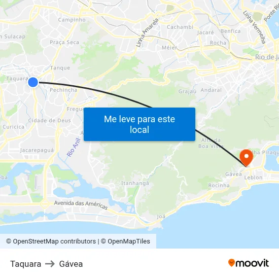Taquara to Gávea map