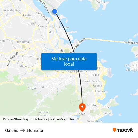 Galeão to Humaitá map