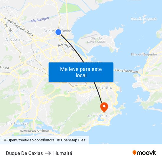 Duque De Caxias to Humaitá map